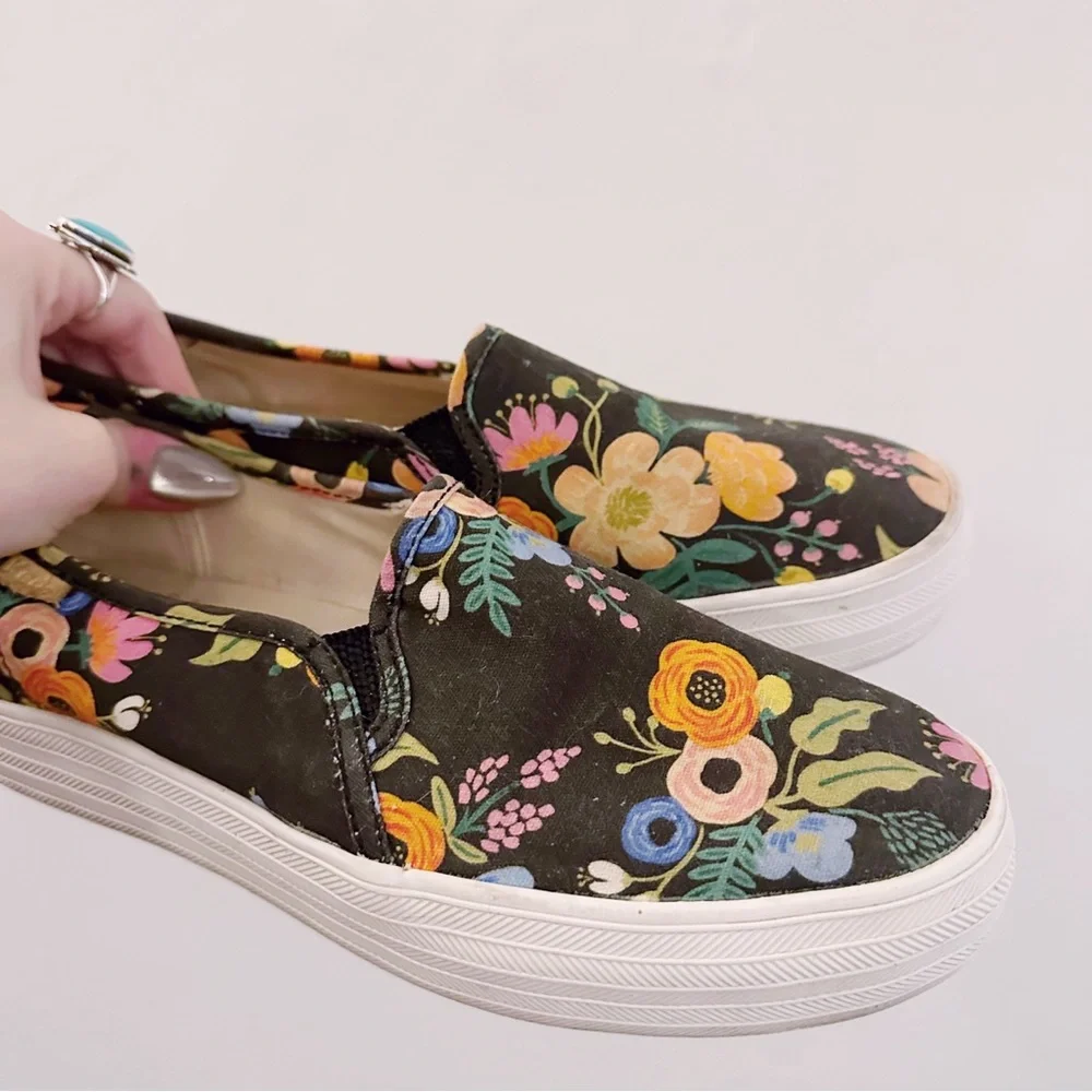 Rifle Paper Co x Keds Slip Ons Floral Sneakers Printed Shoes - Picture 2 of 7